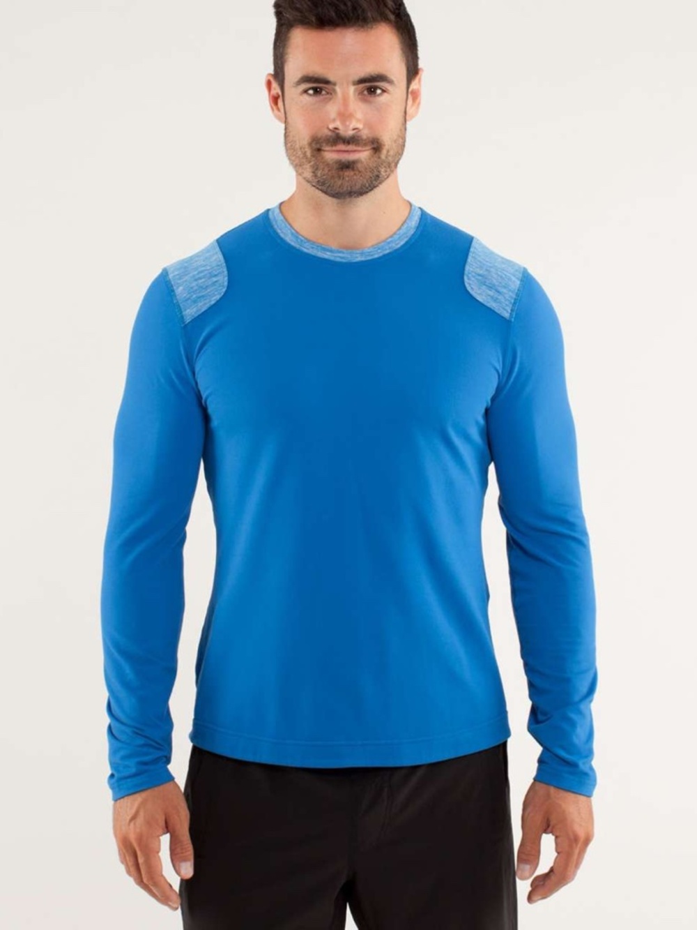 Lululemon Sprint Long Sleeve, XL Deep Blue Pullover w/ Heathered Elbow Patches